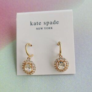 BRAND NEW Kate Spade Victoria Huggie Earrings Gold Clear